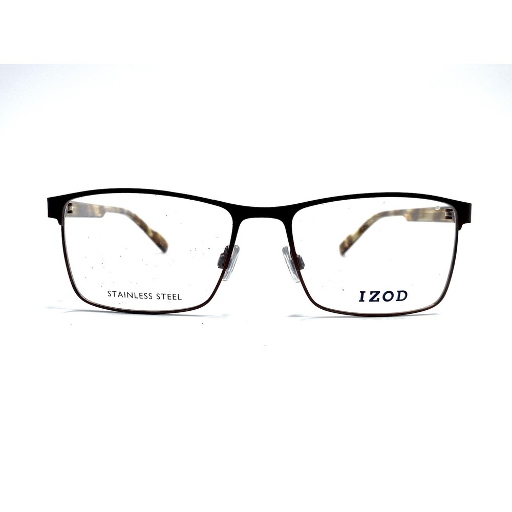 New IZOD Metal Rectangular Glasses Tortoise Temples IZ 2125 BROWN 55 17 145